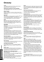 Page 28RQT9471
28
Glossary
Optical
Using optical ﬁ ber cable for digital signal input/output from DVD, 
CD, etc., provides better sound quality for playback or recording 
compared to analog. Only possible with equipment that has an 
optical terminal.
PCM (Pulse Code Modulation)
This is one of the methods that enable analog sounds to be 
converted to digital sounds without compression. 
This method is used for music CD, etc.
Sampling frequency
Sampling is the process of converting the heights of sound wave...