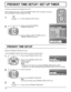 Page 2626
PRESENT TIME SETUP / SET UP TIMER
PRESENT TIME SETUP
The timer can switch the LCD Display ON or OFF.
Before attempting Timer Set, conﬁ rm the PRESENT TIME OF DAY and adjust if necessary. 
Then set POWER ON TIME / POWER OFF TIME.
Press to display the SET UP menu.
Press to select  SET UP TIMER or 
PRESENT TIME SETUP.
Press to display the SET UP TIMER screen or 
PRESENT TIME SETUP screen.
Display the PRESENT TIME SETUP screen.
To set up PRESENT TIME OF DAY, follow the procedure described below.
Press to...