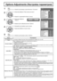 Page 42Options
Weekly Command Timer 
1/3
Initial INPUT  Onscreen display On
Off
Off Off
0 0Maximum VOL level Initial VOL levelOffINPUT lockOffButton lockOffRemocon User levelOffAdvanced PIP
Options
EnableOff-timer function NormalInitial Power Mode 0ID select Off Remote ID Off Serial ID Off Display size Off Studio W/B Off Studio Gain 
2/3
3/3Options
Off
Off
Off Clock Display
Rotate
Off All AspectManual Auto Setup
Slot1 Serial Slot Select Slot power 
Off
Power On Screen Delay
42
Options Adjustments...