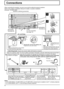 Page 8SLOT1
1 2 
1 
2 
1 
2 
SERIAL  PC    IN 
AUDIO 
SLOT2 SLOT3 
VIDEO AUDIO R L AUDIO R L AV IN  B A S VIDEO 
8
Connections
SPEAKERS 
Terminals (R)SPEAKERS 
Terminals (L) When connecting the speakers, be sure to use only the optional accessory speakers.
Refer to the speaker’s Installation Manual for details on speaker installation.
(Example: TH-42PH10RK)
AC cord connection 
(see page 12) Speakers (Optional accessories)
– Cable ﬁ xing bands  Secure any excess cables with bands as required.
Pass the attached...