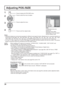 Page 2600
NORMAL NORMALIZE 
AUTO SETUP
POS./SIZE
V-POS 
0 
H-POS 
V-SIZE DOT CLOCKH-SIZE 
CLAMP POSITION CLOCK PHASE
1:1 PIXEL MODEOFF
0 0 0 
0 
26
Adjusting POS./SIZE
1Press to display the POS./SIZE menu.
Press to select the menu to adjust.
Press to adjust the menu.
Press to exit from adjust mode.
Notes:
•  Adjustment details are memorized separately for different input signal formats. (Adjustments for component signals are 
memorized for 525 (480) / 60i · 60p, 625 (575) / 50i · 50p, 1125 (1080) / 60i · 50i ·...