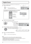 Page 20×1×2×3×4
1
Exit
2 
Exit
2 
INPUT MENU ENTER/+/ VOL-/
20
Digital Zoom
1
3 2
4
This displays an enlargement of the designated part of the displayed image. 
Display the operation guide.
Press to access Digital Zoom.
The operation guide will be displayed.
Select the area of the image to be enlarged.
Press on the enlargement location to select.
Select the magniﬁ cation required for the enlarged display.
Each time this is pressed, the magniﬁ cation factor changes. 
This is shown in the image being displayed....