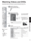 Page 1919
Viewing
 Watching Videos and DVDs Cards: Notes and Cautions
VCR DVD
VCR Record Record
-Open/Close
-Skip Reverse/Forward
Rewind/Fast Forward Reverse/Forward
Stop Stop
Pause Pause
Play Play
-
Input select 
[1] TV
[2] Component 1
[3] Component 2
[4] HDMI 1
[5] HDMI 2
[6] Video 1
[7] Video 2
[8] Video 3 
Video 1
VCR
Press corresponding NUMBER 
key on the Remote Control to 
select the input of your choice.
Press to select the input of your 
choice, then press “OK”.
•If during selection, no action 
is taken...