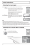 Page 14INPUT MENU  ENTER/ + /  VOL - / 
INPUT MENU  ENTER/ + /  VOL - / 
1/2 
Signal 
PC
Off
Standby saveOff
Power managementOff
Auto power offOff
OSD LanguageEnglish (
UK) Component/RGB-in select
RGB
Input label
Power save
Setup 
Screensaver
14
.......(Japanese) 
.......(Russian) 
Русский  .......(Chinese)  Italiano  Français  Deutsch  English(UK) 
Español 
ENGLISH(US) 
 Selectable languages Notes:
•  Selecting is also possible by pressing the INPUT button on the unit.
•  Input terminal will not be selected if...