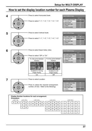 Page 37Off
AI-synchronization× 2 
Horizontal Scale Off 
Off 
A1 
Location  Vertical Scale 
Seam hides video × 2  MULTI DISPLAY Setup 
MULTI DISPLAY Setup 
Off
AI-synchronization× 2 
Horizontal Scale Off 
Off 
A1 
Location  Vertical Scale 
Seam hides video × 2  MULTI DISPLAY Setup 
MULTI DISPLAY Setup 
Off
AI-synchronization× 2  MULTI DISPLAY Setup 
Horizontal Scale Off 
Off 
A1 
Location  Vertical Scale 
Seam hides video × 2 
MULTI DISPLAY Setup 
Off
AI-synchronization× 2 
Horizontal Scale Off 
Off 
A1...