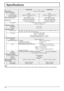 Page 5252
Speciﬁ cations
TH-42PF11RK TH-50PF11RK
Power Source 220 - 240  V AC, 50/60 Hz
Power Consumption
Power on 485 W 555 W
Stand-by condition Save off 1.2 W, Save on 0.7 W Save off 1.2 W, Save on 0.7 W
Power off condition 0.4 W 0.4 W
Plasma Display panelDrive method : AC type
42-inch, 16:9 aspect ratioDrive method : AC type
50-inch, 16:9 aspect ratio
Screen size922 mm (W) × 518 mm (H) 
× 1,057 mm (diagonal)1,106 mm (W) × 622 mm (H) 
× 1,269 mm (diagonal)
(No.of pixels) 2,073,600 (1,920 (W) ×1,080 (H))...