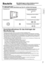 Page 77 7
Bauteile
[ Die Abbildungen in dieser Anleitung dienen 
lediglich zu Erläuterungszwecken.]
Deutsch
TY-WK42PV4W Wandhalterung (Typ für vertikale Anbringung)
1ÙWandhalterung (1)1Ü
Sechskant-Schraubschlüssel
(mitgeliefertes Werkzeug) (1)
1Ý
Befestigungsschrauben (2) M5x35
1ÚAbstandhalter (4)1ÛGezahnte Unterlegscheiben (4)1Þ
Sechskantkopf-Schrauben (4) M8x60
1ß
Sechskantkopf-Schrauben (4) M8x32
Vorsichtsmaßnahmen für das Anbringen der 
Wandhalterung
♦  Montage und Demontage dürfen nur von einem...