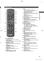 Page 11  Identifying Controls
11
 
Remote Control
en 
e 
by 
nd 
u 1 On /   
 
Standby switch  ●Switches TV On or sets it to standby
2 Sound Selection
  ●Selects sound output mode during multiplex 
broadcast  (p. 64)
3 [Main Menu] 
 (p. 22)  ●Press to access Picture, Sound and Setup 
Menus
4 Information 
 (p. 16)  ●Displays channel and programme 
information
5 VIERA TOOLS 
 (p. 21)  ●Displays special feature icons for easy 
access
6 [VIERA Link Menu] 
 (p. 55)  ●Accesses VIERA Link Menu7OK
  ●Confirms...