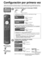 Page 9016
Configuración por primera vez
“Ajuste inicial” se visualiza solamente cuando el TV se enciende por primera vez después de enchufar el 
cable de alimentación en una toma de corriente y cuando “Autoencen\
dido” (págs. 36-37) se pone en “No”.
ó
■  Pulse para salir 
de la pantalla de 
menú
 
■ Para volver a la 
pantalla anterior 
Encienda el televisor con el interruptor POWER.
ó
(mando a distancia)(TV)
 * Este ajuste será omitido la próxima vez si usted selecciona “Ho\
gar”.
 Seleccione su idioma....