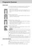 Page 3030
NOTE
How to Use
Fingerprint Scanner
To avoid possible damage to the fingerprint scanner by static electric-
ity or improper finger placement, read the following guidelines.
1Static Electricity Discharge:
Before a scan is taken, have the person whose fingerprint is to be
taken touch the closed shutter with a finger to discharge static elec-
tricity.
2When opening the shutter:
Slide the shutter open. Do not pull the shutter to open it, as the fin-
gernail may scratch the scanner.
3Optimum finger...