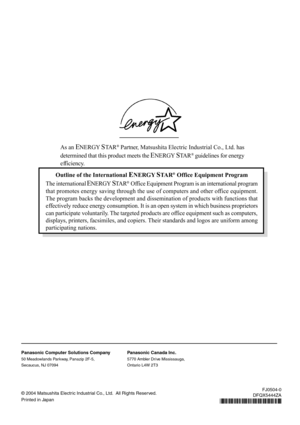 Page 48Outline of the International ENERGY STA R® Office Equipment Program
The international 
ENERGY STA R® Office Equipment Program is an international program
that promotes energy saving through the use of computers and other office equipment.
The program backs the development and dissemination of products with functions that
effectively reduce energy consumption. It is an open system in which business proprietors
can participate voluntarily. The targeted products are office equipment such as computers,...