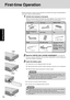 Page 1212
Getting Started
1
First-time Operation
Read the steps below to help you learn what parts are included, and to gain an understanding of
some basic computer-related operations.
1Confirm the inclusion of all parts.
Make sure the parts shown in the figure have been supplied.  If any of these items are
missing or are not working properly, contact Panasonic Technical Support.
3Insert the battery pack.
Unlock the cover by sliding the latch to the right.1
CAUTION
Do not touch the terminals on the battery pack...