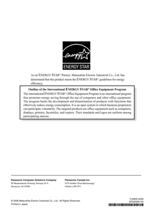 Page 48Outline of the International ENERGY STA R® Office Equipment Program
The international 
ENERGY STA R® Office Equipment Program is an international program
that promotes energy saving through the use of computers and other office equipment.
The program backs the development and dissemination of products with functions that
effectively reduce energy consumption. It is an open system in which business proprietors
can participate voluntarily. The targeted products are office equipment such as computers,...