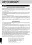 Page 4646
Appendix
LIMITED WARRANTY
PANASONIC PERSONAL COMPUTER AND PERIPHERALS LIMITED WARRANTY
Panasonic Computer Solutions Company (referred to as “Panasonic”) will repair this product (other than software, which is covered by a separate
warranty) with new or rebuilt parts, free of charge in the U.S.A. for three (3) years from the date of original purchase in the event of a defect in
materials or workmanship. This warranty includes the AC adaptor but excludes the batteries and all other options and...