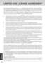 Page 3434
Appendix
LIMITED USE LICENSE AGREEMENT
THE SOFTWARE PROGRAM(S) (“PROGRAMS”) FURNISHED WITH THIS PANASONIC® PRODUCT (“PRODUCT”)
ARE LICENSED ONLY TO THE END-USER (“YO U”), AND MAY BE USED BY YOU ONLY IN ACCORDANCE WITH
THE LICENSE TERMS DESCRIBED BELOW. YOUR USE OF THE PROGRAMS SHALL BE CONCLUSIVELY DEEMED
TO CONSTITUTE YOUR ACCEPTANCE OF THE TERMS OF THIS LICENSE.
Matsushita Electric Industrial Co., Ltd. (“MEI”) has developed or otherwise obtained the Programs and hereby licenses
their use to you. You...