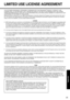 Page 2929
Appendix
LIMITED USE LICENSE AGREEMENT
THE SOFTWARE PROGRAM(S) (“PROGRAMS”) FURNISHED WITH THIS PANASONIC® PRODUCT (“PRODUCT”) ARE 
LICENSED ONLY TO THE END-USER (“YOU”), AND MAY BE USED BY YOU ONLY IN ACCORDANCE WITH THE LICENSE 
TERMS DESCRIBED BELOW. YOUR USE OF THE PROGRAMS SHALL BE CONCLUSIVELY DEEMED TO CONSTITUTE YOUR 
ACCEPTANCE OF THE TERMS OF THIS LICENSE.
Matsushita Electric Industrial Co., Ltd. (“MEI”) has developed or otherwise obtained the Programs and hereby licenses their use to 
you....