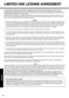 Page 3030
Appendix
LIMITED USE LICENSE AGREEMENT
THE SOFTWARE PROGRAM(S) (“PROGRAMS”) FURNISHED WITH THIS PANASONIC® PRODUCT (“PRODUCT”) ARE 
LICENSED ONLY TO THE END-USER (“YOU”), AND MAY BE USED BY YOU ONLY IN ACCORDANCE WITH THE LICENSE 
TERMS DESCRIBED BELOW. YOUR USE OF THE PROGRAMS SHALL BE CONCLUSIVELY DEEMED TO CONSTITUTE YOUR 
ACCEPTANCE OF THE TERMS OF THIS LICENSE.
Matsushita Electric Industrial Co., Ltd. (“MEI”) has developed or otherwise obtained the Programs and hereby licenses their use to 
you....