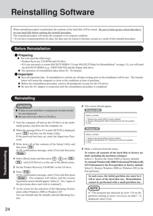 Page 2424
Troubleshooting
Reinstalling Software
Before Reinstallation
 Preparing
\b		
\f	
\
\b
 
		\
\b

	
 
\b				 !#!#$%		 !&
	\b\b\b(	)*+,\b		
\f	 !#!#$	--,.#/  .+\b
\f	
((
\
&
	-
/\f	(	\b
	\b\
\b&	0\
12*23\b	-
 Important
#	3(\b
-
	\b\b	
,
...