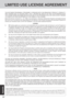 Page 3232
Appendix
LIMITED USE LICENSE AGREEMENT
THE SOFTWARE PROGRAM(S) (“PROGRAMS”) FURNISHED WITH THIS PANASONIC® PRODUCT (“PRODUCT”)
ARE LICENSED ONLY TO THE END-USER (“YO U”), AND MAY BE USED BY YOU ONLY IN ACCORDANCE WITH
THE LICENSE TERMS DESCRIBED BELOW. YOUR USE OF THE PROGRAMS SHALL BE CONCLUSIVELY DEEMED
TO CONSTITUTE YOUR ACCEPTANCE OF THE TERMS  OF THIS LICENSE.
Matsushita Electric Industrial Co., Ltd. (“MEI”) has developed or otherwise obtained the Programs and hereby licenses
their use to you....