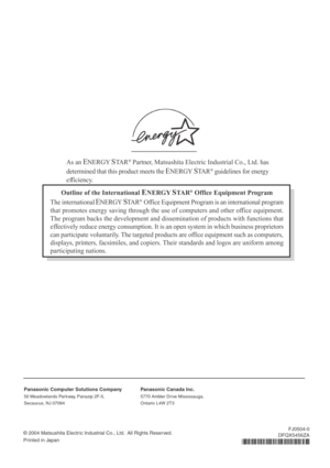 Page 48Outline of the International ENERGY STA R® Office Equipment Program
The international 
ENERGY STA R® Office Equipment Program is an international program
that promotes energy saving through the use of computers and other office equipment.
The program backs the development and dissemination of products with functions that
effectively reduce energy consumption. It is an open system in which business proprietors
can participate voluntarily. The targeted products are office equipment such as computers,...