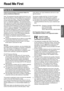 Page 33
Preparations
Read Me First
For U.S.A.
Federal Communications Commission Radio Fre-
quency Interference Statement
Note: This equipment has been tested and found to com-
ply with the limits for a Class B digital device, pursuant to 
Part 15 of the FCC Rules.  These limits are designed to 
provide reasonable protection against harmful interfer-
ence in a residential installation.  This equipment gener-
ates, uses and can radiate radio frequency energy and, if 
not installed and used in accordance with the...