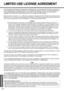 Page 5454
Important Information
LIMITED USE LICENSE AGREEMENT
THE SOFTWARE PROGRAM(S) (“PROGRAMS”) FURNISHED WITH THIS PANASONIC® PRODUCT (“PRODUCT”) 
ARE LICENSED ONLY TO THE END-USER (“YOU”), AND MAY BE USED BY YOU ONLY IN ACCORDANCE WITH 
THE LICENSE TERMS DESCRIBED BELOW. YOUR USE OF THE PROGRAMS SHALL BE CONCLUSIVELY 
DEEMED TO CONSTITUTE YOUR ACCEPTANCE OF THE TERMS OF THIS LICENSE.
Matsushita Electric Industrial Co., Ltd. (“MEI”) has developed or otherwise obtained the Programs and hereby licenses 
their...