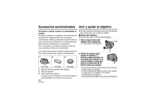 Page 2020VQT3B92Accesorios suministrados[Controles a realizar cuando va a desembalar la 
unidad]Al quitar la unidad de su embalaje, compruebe que se 
encuentren la unidad principal y los accesorios 
suministrados. Además compruebe el aspecto externo 
y las funciones para verificar que no hayan padecidos 
daños durante la distribución y el transporte.Por si encuentra un cualquier problema, antes de 
usar el producto llame a su comerciante.Los números de producto se aplican desde octubre de 
2010. Estos pueden...