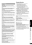 Page 2525
VQT2Z87
Reference
Using in a wall-mounted state / Product ServiceMaintenance
Product Service
1. Damage requiring service — The unit should be serviced by qualiﬁ  ed service personnel if:
(a) The AC Adaptor has been damaged; or
(b) Objects or liquids have gotten into the unit; or
(c) The unit has been exposed to rain; or
(d) The unit does not operate normally or exhibits a  marked change in performance; or
(e) The unit has been dropped or the cabinet damaged.
2. Servicing — Do not attempt to service...