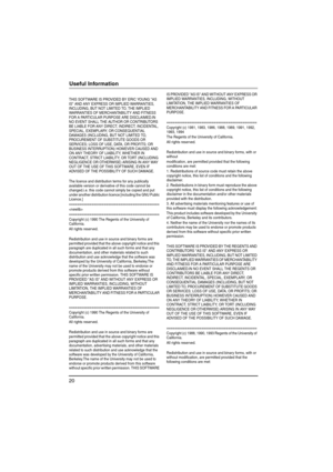 Page 2020
Useful Information
THIS SOFTWARE IS PROVIDED BY ERIC YOUNG AS 
IS AND ANY EXPRESS OR IMPLIED WARRANTIES, 
INCLUDING, BUT NOT LIMITED TO, THE IMPLIED 
WARRANTIES OF MERCHANTABILITY AND FITNESS 
FOR A PARTICULAR PURPOSE ARE DISCLAIMED.IN 
NO EVENT SHALL THE AUTHOR OR CONTRIBUTORS 
BE LIABLE FOR ANY DIRECT, INDIRECT, INCIDENTAL, 
SPECIAL, EXEMPLARY, OR CONSEQUENTIAL 
DAMAGES (INCLUDING, BUT NOT LIMITED TO, 
PROCUREMENT OF SUBSTITUTE GOODS OR 
SERVICES; LOSS OF USE, DATA, OR PROFITS; OR 
BUSINESS...