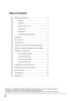 Page 22
Table of Contents
Warnings and precautions ........................................................ 3
Warnings ......................................................................... 3
Precautions ..................................................................... 3
Cautions when in use ...................................................... 4
Setup location ................................................................. 4
Maintenance...