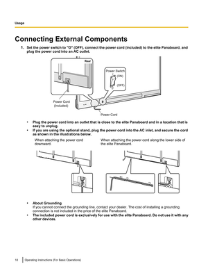 Page 18Power Cord
Power Switch
(ON)
(OFF)
Rear
Power Cord
 (Included)    