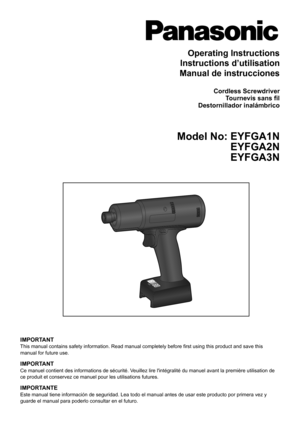 Page 1
IMPORTANTThis manual contains safety information. Read manual completely before first using this product and save this manual for future use.
IMPORTANTCe manuel contient des informations de sécurité. Veuillez lire l'intégralité du manuel avant la première utilisation de ce produit et conservez ce manuel pour les utilisations futures.
IMPORTANTEEste manual tiene información de seguridad. Lea todo el manual antes de usar este producto por primera vez y guarde el manual para poderlo consultar en el...