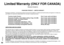 Page 4242
RQT8824
Limited Warranty (ONLY FOR CANADA)
Panasonic Canada Inc. 
PANASONIC PRODUCT – LIMITED WARRANTY
Panasonic Canada Inc. warrants this product to be free from defects in material and workmanship and agrees to remedy any 
such defect for a period as stated below from the date of original purchase. 
Technics Audio Product  One (1) year, parts and labour 
Panasonic Portable / Clock Radio (without Tape, CD, MD)  One (1) year, parts and labour 
Panasonic Audio / SD Audio Product  One (1) year, parts...