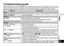 Page 33VQT2M17
33
Other
Before requesting service, make the following checks. If you are in doubt about some of the check points, or if the remedies 
indicated in the chart do not solve the problem, refer to “Customer Services Directory (United States and Puerto Rico)” on 
page 43 if you reside in the U.S.A. or Puerto Rico, or refer to “Product information” on page 38 if you reside in Canada.
SymptomCheckpoints
Battery
Cannot use a battery that can be still 
used on other equipment.
• This unit considers the...