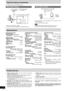 Page 14RQT7528
14
CASSETTE DECK SECTIONTrack system4 track, 2 channel
Heads
Record/playbackSolid permalloy head
ErasureDouble gap ferrite head
MotorDC servo motor
Recording systemAC bias 100 kHz
Erasing systemAC erase 100 kHz
Tape speed4.8 cm/s (1
7/8 ips)
Overall frequency response
(+3 dB, –6 dB at DECK OUT)
NORMAL (TYPE I)35 Hz–14 kHz
S/N50 dB (A weighted)
Wow and flutter0.18% (WRMS)
Fast forward and rewind time
Approx. 120 seconds with
C-60 cassette tape
CD SECTIONSampling frequency44.1 kHz
Decoding16 bit...