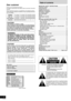 Page 2RQT7330
2
Dear customer
Thank you for purchasing this product.
For optimum performance and safety, please read these instructions
carefully.
These operating instructions are applicable to the following systems.
Unless otherwise indicated, illustrations in these operating instructions
are of SC-AK520.
SystemSC-AK520 SC-AK523 SC-AK320 SC-AK323
Main unitSA-AK520 SA-AK523 SA-AK320 SA-AK323
Front speakersSB-AK520 SB-AK520 SB-AK320 SB-AK320
SubwooferSB-WAK520 SB-WAK520 – –
IMPORTANT SAFETY...