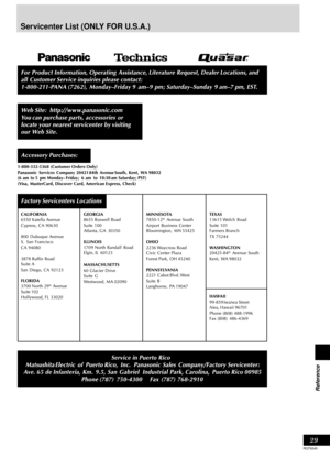 Page 2929
RQT6243
Reference
Servicenter List (ONLY FOR U.S.A.) 