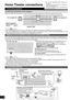 Page 1212
RQT8549
Home Theater connections
Make the following connections when you wish to install a second pair of speakers in another room and enjoy music there.
• Select “SPEAKERS B” when you wish to enjoy sounds from speakers connected to the FRONT B terminals (á page 18).
• If you select SPEAKERS B only, playback is 2-channel. When a multi-channel source is played, the sounds intended for all the
speakers are played through the front left and front right speakers (2CH MIX).
You can connect left and right...