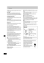 Page 3434
RQT6815
Reference
Glossary
Decoder
A decoder restores the coded audio signals on DVDs to normal. This 
is called decoding.
Dolby Digital
This is a method of coding digital signals developed by Dolby 
Laboratories. Apart from stereo (2-channel) audio, these signals can 
also be multi-channel audio. A large amount of audio information can 
be recorded on one disc using this method.
DTS (Digital Theater Systems)
This surround system is used in many movie theaters around the 
world. There is good...