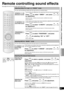 Page 3333
RQT8979
Remote controlling sound effects
See pages 30 and 31 for information about each mode.
Adjusting Dolby Pro Logic  ’s “MUSIC ” mode
You can use the following modes when the input source is 2-channel stereo.
(Dimension Control)
You can make up for differences in the output level of the front and surround speakers.
Press   to select “DIMEN ”, and press 
for adjustment.
Adjustment range: -3 (More surround sound) to +3 (More front sound)
Factory setting: 0
(Center Width Control)
In this mode, you...