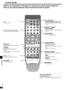 Page 1414
RQT6847
Control guide
 
yyy yyy
TV
TUNER/BAND
VCR
TAPE CDDVD
AU DI O
3 2 1
DISC/DECK 1/2SOUND MODESFC
TV
/VIDEO
VOLUMEMUTING
TEST
+ –
//
TOP MENU
ENTERMENU
DISPLAY
SUBWOOFER
EFFECT LEVEL+ –
6>
=10/ENTER5 4
90 8 7
DIRECT TUNING/
DISC ENTER
CH
DIRECT NAVIGATORPLAY LIST
[SUBWOOFER]For selecting subwoofer level.
Adjust the level in 5 steps: 
SW MIN, SW 5, SW 10, SW 15, and SW
MAX.
Select SW --- to stop output.
[^]Standby/on button. 
[MUTING]To mute the volume.
[1, 2, 3, 4, 5, 6, 7, 8, 9, 0]To enter radio...