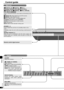 Page 16POWER 8DTS DTS-ES NEO:6% DIGITAL% DIGITAL EX% PL2^DTS 96/24
TUNEDMONO SLEEP ST
kHz
MHz
DIGITAL
SURROUNDSFC
M2CH
MIX
ENHANCED
L
CR
LS SB RS
S LFE
16
RQT6840
Control guide
Others
Main unit
Display
[POWER 8]Press to switch the unit from on to standby mode or vice
versa.
In standby mode, the unit is still consuming a small amount of
power.
Standby indicator [^]When the unit is connected to the AC mains supply, this
indicator lights up in standby mode and goes out when the
unit is turned on.
Remote control...