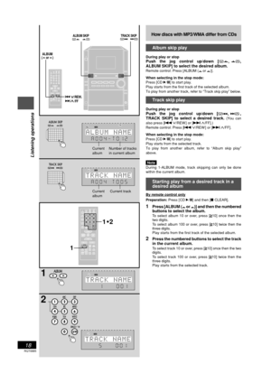 Page 18RQT6885
18
Listening operations
CD
REWFF
CLEARCLEAR
ALBUMALBUM
12 3
45
6
78 9
TAPEAPETUNER TUNER BANDBAND
010
VOLVOLVOLVOLAUX
ABCABCDEFDEFGHIGHIJKLJKLMNOMNOTUVTUVWXYZWXYZPQRSPQRS
ENTERENTER
DISCDISC
SEARCHSEARCHMARKERMARKERINTRO
REPEAREPEAT
DIMMERDIMMERDISPLADISPLAY
RE-MASTERRE-MASTERMUMUTINGINGSOUNDSOUNDS.SOUND EQS.SOUND EQ
PLAY
RECRECSLEEPSLEEPAUTO OFFAUTO OFF
SHIFTSHIFTTITLETITLE
CLCLOCKCK TIMER TIMER
PROGRAMPROGRAM
DELDELSPSPACEACEPLAPLAY MODEY MODE
/ REW/FF,
ALBUM
(     or     )
TRACK SKIP ALBUM...