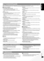 Page 9RQTX1051
RQTX1051RQTX1051
RQTX1051
9
ENGLISH
9
Before requesting service, make the following checks. If you are in doubt about some of the check points, or if the remedies indicated in the 
chart do not solve the problem, refer to “Customer Services Directory (United States and Puerto Rico)” on page 11.
g Common problems
Incorrect display or play will not startYou have not inserted the disc properly. Insert it correctly.
The disc is scratched or dirty (Tracks skipped).
There is moisture on the lens. Wait...