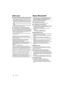 Page 44RQT9778
Unit care
∫Clean this system with a soft, dry cloth≥When dirt is heavy, wring a cloth moistened in water 
tightly to wipe the dirt, and then wipe it with a dry cloth.
≥When cleaning the speakers, use a fine cloth. Do not 
use tissues or other materials (towels, etc.) that can fall 
apart. Small grains may get stuck inside the speaker 
cover.
≥Never use alcohol, paint thinner or benzine to clean this 
system.
≥Before using chemically-treated cloth, carefully read the 
instructions that came with...