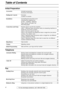 Page 4Table of Contents
4For fax advantage assistance, call 1-800-435-7329.
Table of Contents
Initial Preparation
Accessories Included accessories  ............................................................................ 6
Accessory information............................................................................ 6
Finding the Controls Overview ................................................................................................ 7
Location of controls...