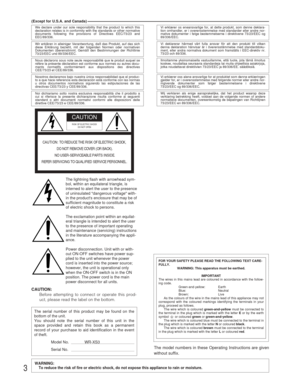 Page 33
Wij verklaren als enige aansprakelijke, dat het product waarop deze
verklaring betrekking heeft, voldoet aan de volgende normen of andere
normatieve documenten, overeenkomstig de bepalingen van Richtlijnen
73/23/EEC en 89/336/EEC.
Vi erklærer os eneansvarlige for, at dette produkt, som denne deklara-
tion omhandler, er i overensstemmelse med standarder eller andre nor-
mative dokumenter i følge bestemmelserne i direktivene 73/23/EEC og
89/336/EEC.
Vi deklarerar härmed värt fulla ansvar för att den...