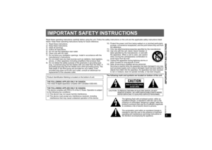 Page 3RQTX1122IMPORTANT SAFETY INSTRUCTIONS3
IMPORTANT SAFETY INSTRUCTIONSRead these operating instructions carefully before using the unit. Follow the safety instructions on the unit and the applicable safety instructions listed 
below. Keep these operating instructions handy for future reference.
1) Read these instructions.
2) Keep these instructions.
3) Heed all warnings.
4) Follow all instructions.
5) Do not use this apparatus near water.
6) Clean only with dry cloth.
7) Do not block any ventilation...