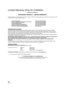 Page 4040VQT2H86
Limited Warranty (Only for CANADA)
Panasonic Canada Inc.
PANASONIC PRODUCT—LIMITED WARRANTY
Panasonic Canada Inc. warrants this product to be free from defects in material and workmanship and agrees to remedy any such defect for a period 
as stated below from the date of original purchase.
Technics Audio Product  One (1) year, parts and labour
Panasonic Portable/Clock Radio (without Tape, CD, MD) One (1) year, parts and labour
Panasonic Audio/SD Audio Product One (1) year, parts and labour...