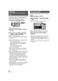 Page 5454VQT1Z09
This allows recording of the pictures and sound 
to start approximately 3 seconds before the 
recording start/stop button is pressed.
1Press the PRE-REC button.
 appears on the screen.
≥ Aim this unit at the subject and position it 
securely.
2Press the recording start/stop 
button to start recording.
≥There is no beep sound.
≥ After recording starts, the PRE-REC setting is 
canceled.
≥PRE-REC is canceled in the following cases.
jIf you change the mode.
j If you open the SD card cover when the...